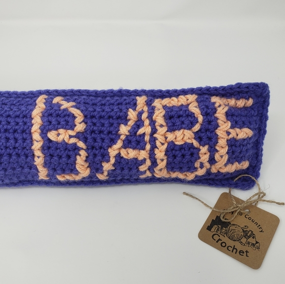 Posh Babe Micro Pillow Embroidered Purple Crochet Handmade Home Decor Peach - Picture 5 of 9